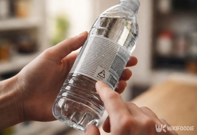 생수병 뒷면 재질 표시와 정보를 확인하는 모습이다. / 위키푸디