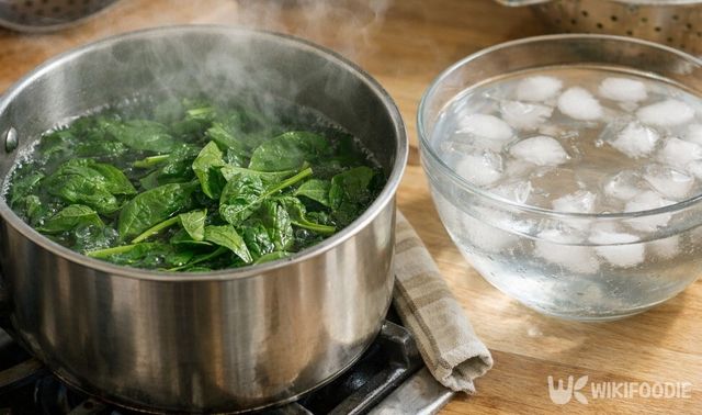 짧은 데침과 충분한 헹굼만으로도 시금치 섭취 환경은 달라질 수 있다. / 위키푸디