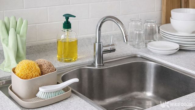 싱크대에 주방 도구들이 올려져 있는 모습이다. / 위키푸디