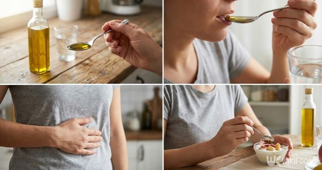 공복에 올리브 오일을 먹고 있다. / 위키푸디