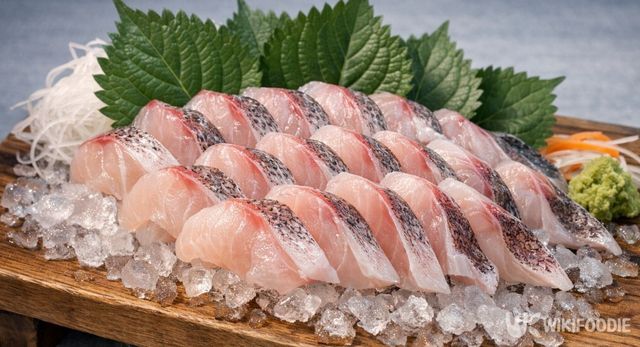 감성돔회를 썰어 담아낸 모습이다. / 위키푸디