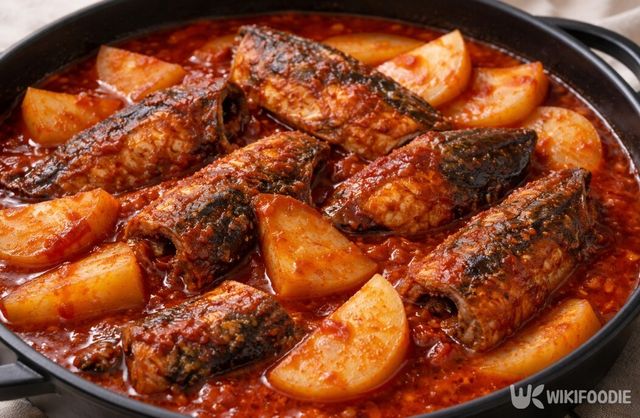 양념이 배어든 코다리조림이다. / 위키푸디