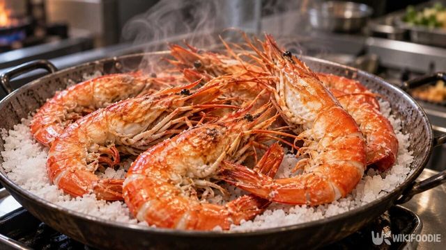 소금 위에서 대하를 굽는 모습. /&nbsp;사진=위키푸디