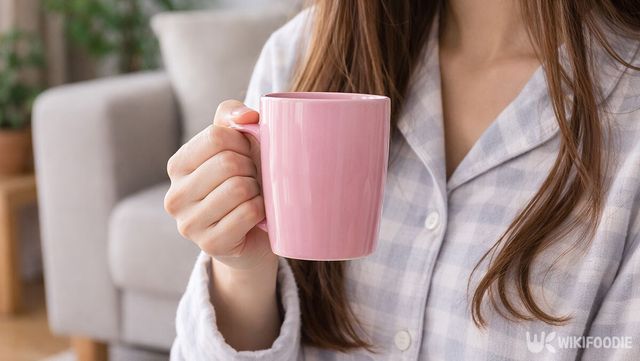 아침에 일어난 여자가 컵을 들고 있는 모습이다. / 위키푸디