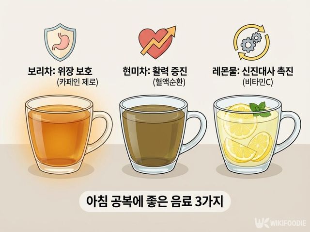 아침 공복에 좋은 음료 삽화. / 위키푸디