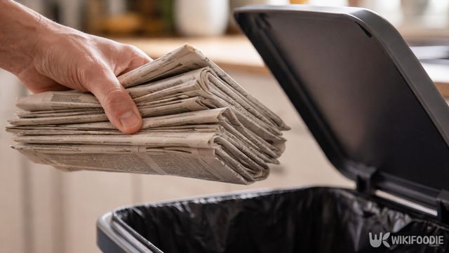 읽고 난 신문지를 무심코 쓰레기통에 버리려는 순간이다. / 위키푸디