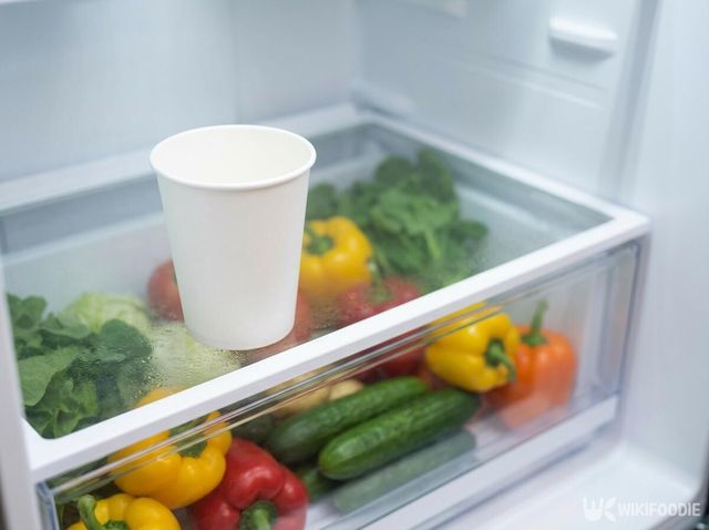 냉장고에 종이컵을 두면 냉장고 내부 습기를 효과적으로 흡수할 수 있다. / 위키푸디