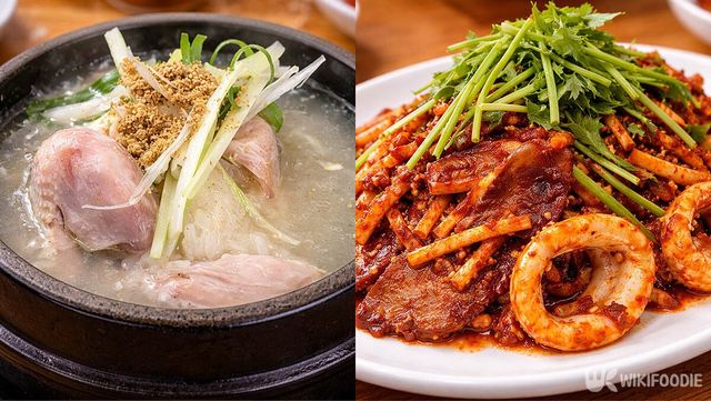 삼계탕, 오징어보쌈 사진. / 위키푸디