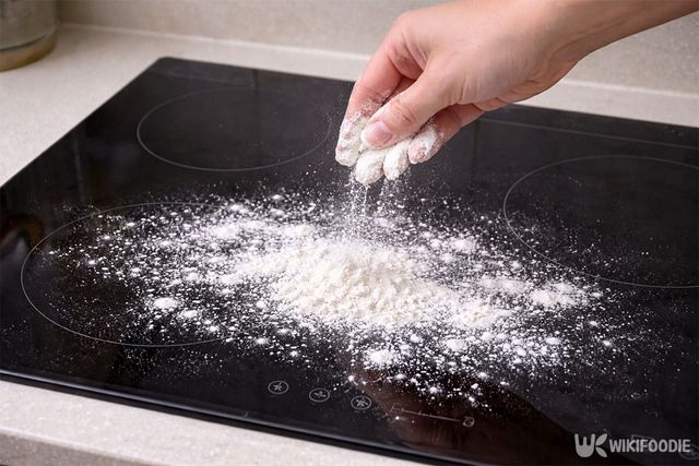 인덕션 상판에 밀가루를 뿌리고 있다. / 위키푸디