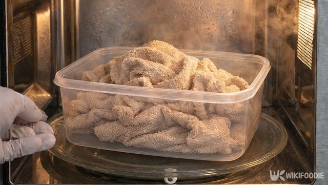 행주를 전자레인지에 넣고 있다. / 위키푸디