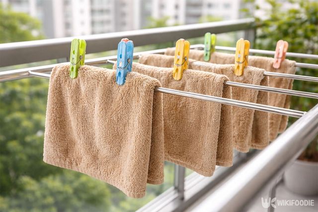 빨랫대에서 행주를 말리고 있다. / 위키푸디