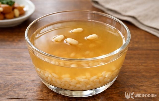 식혜가 투명한 그릇에 담겨 있다. / 위키푸디