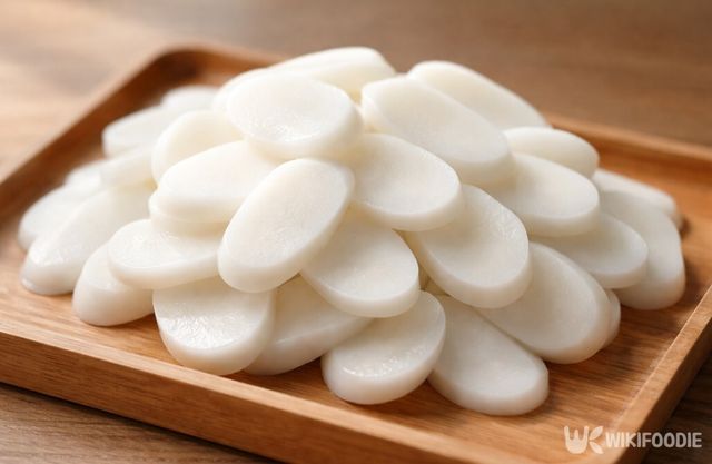 맑고 은은한 투명감이 도는 떡국떡이 좋은 쌀로 만든 특징이다. / 위키푸디