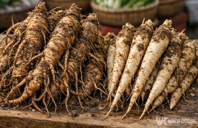 더덕과 도라지 디테일 비교 사진이다. / 위키푸디