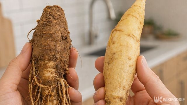 더덕과 도라지 디테일 비교 사진이다. / 위키푸디