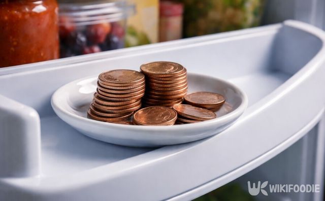 깨끗이 씻은 10원짜리 동전을 선반 위에 올려두고 있다. / 위키푸디