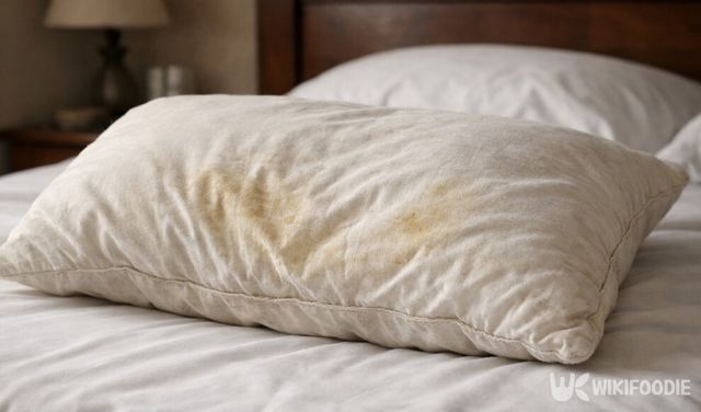 오래 사용해 눌린 자국이 남은 베개 모습이다. / 위키푸디