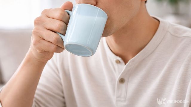 남자가 컵에 든 우유를 마시고 있다. / 위키푸디
