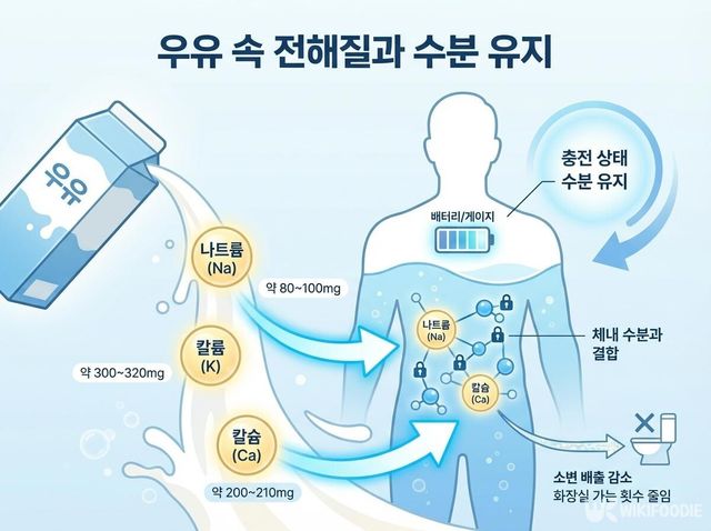 우유 전해질 성분 삽화. / 위키푸디