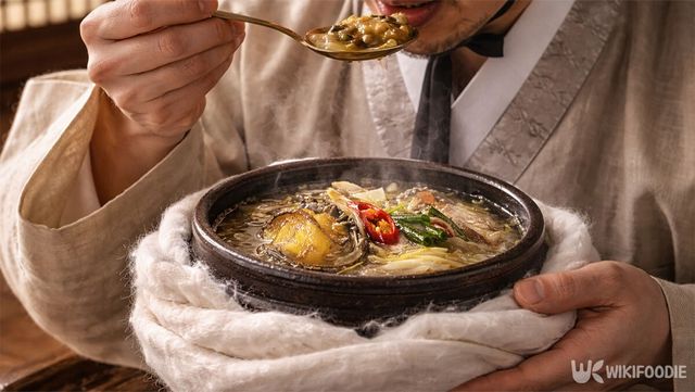 양반이 효종갱을 떠먹는 모습. / 위키푸디