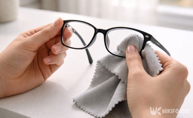 극세사 천으로 안경 물기를 톡톡 눌러 제거하는 모습이다. / 위키푸디