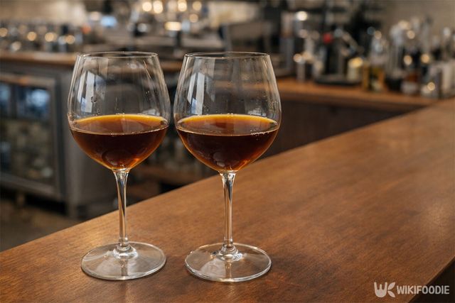 와인잔에 담긴 커피 두잔. / 위키푸디