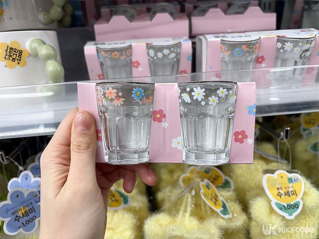 봄꽃 전사 유리 소주잔 2개입 세트 사진. / 위키푸디