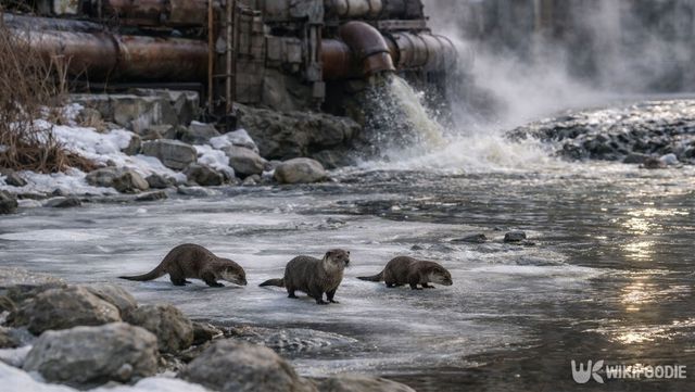 제련소에서 발견된 수달 3마리의 모습.&nbsp;해당 이미지는 기사 이해를 돕기 위해 AI로 재연하였습니다. / 위키푸디