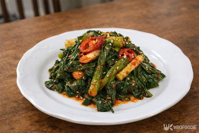 완성된 풋마늘 무침의 모습. / 위키푸디