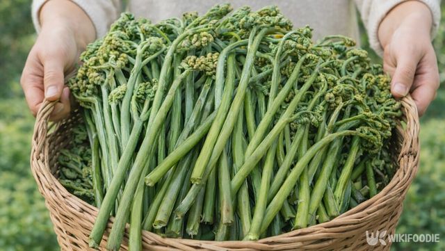 막 수확해 바구니에 담은 생고사리 모습이다. / 위키푸디