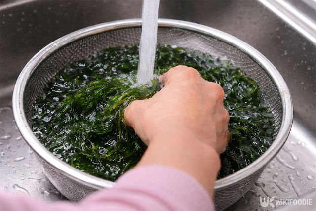 파래를 씻고 있다. / 위키푸디