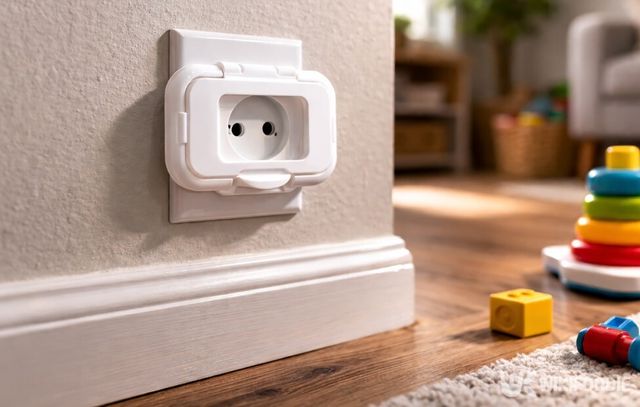 사용하지 않는 콘센트에 캡을 덮어 안전 덮개로 활용한 모습이다. / 위키푸디