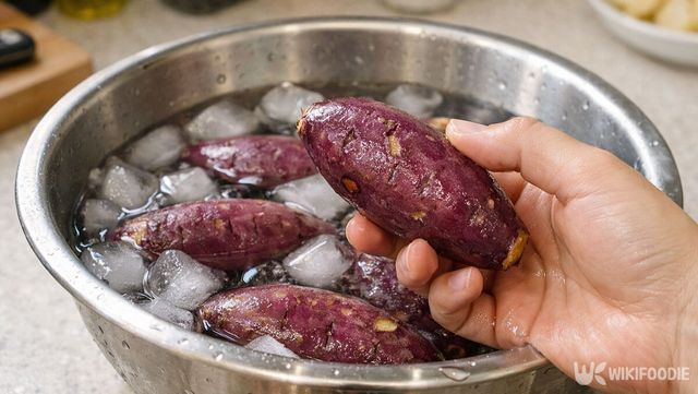 얼음물에 담근 고구마를 들고 있다. / 위키푸디