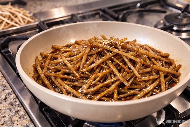 완성된 우엉채 조림. / 위키푸디