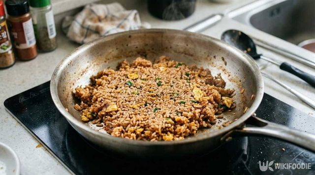 완성된 라면스프 볶음밥. / 위키푸디