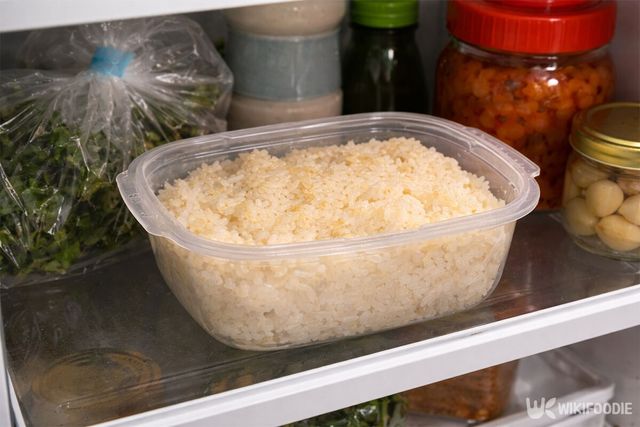 플라스틱 용기에 담은 밥을 냉장 보관 중이다. / 위키푸디