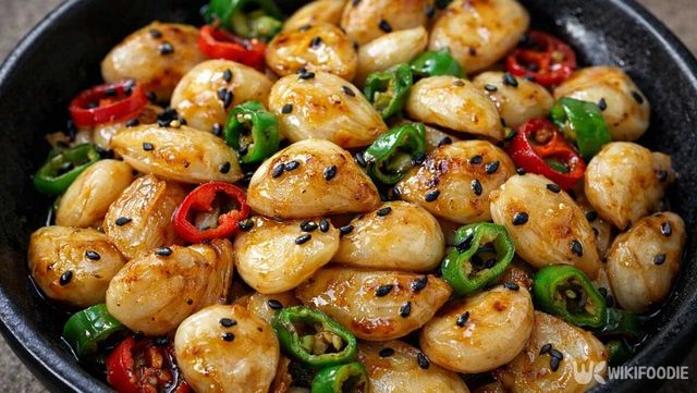 마늘 조림을 접시에 담은 자료 사진. / 위키푸디