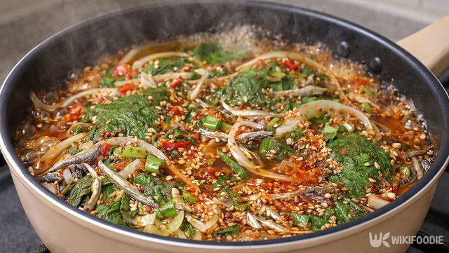 완성된 깻잎 멸치찜 모습. / 위키푸디