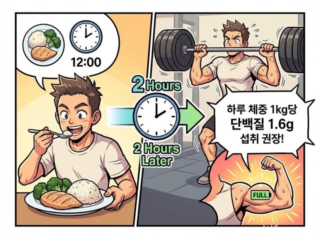 근력 운동 후 하루 권장 섭취량 삽화. / 위키푸디