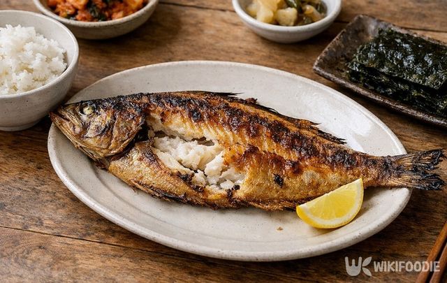 껍질을 바싹하게 구운 임연수 구이다. / 위키푸디