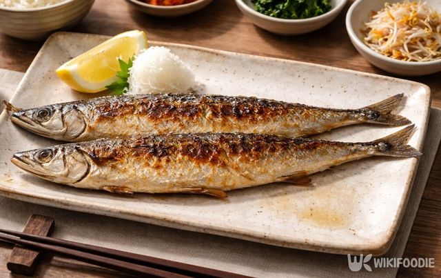 소금만으로 구워 고소함을 살린 청어다. / 위키푸디