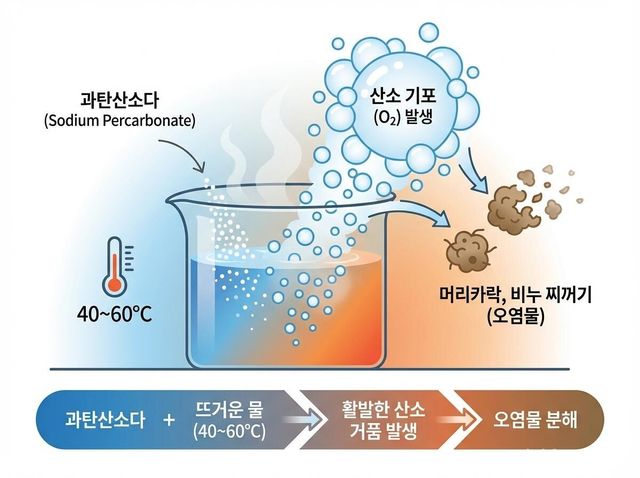 오염물을 분해하는 과탄산 소다 삽화. / 위키푸디