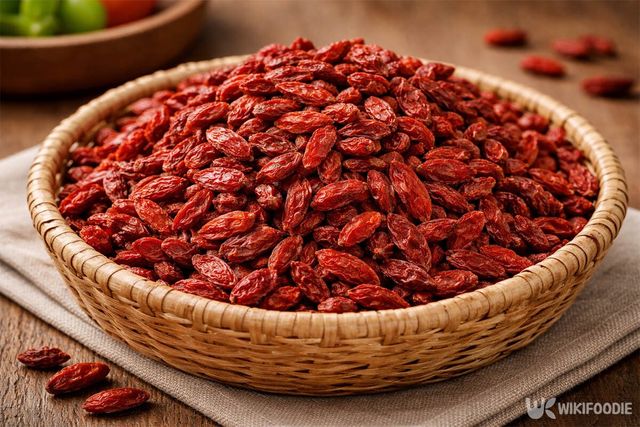 말린 구기자가 바구니에 담겨 있다. / 위키푸디