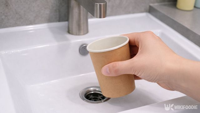 욕실 세면대에 종이컵을 갖다 댄 모습이다. / 위키푸디