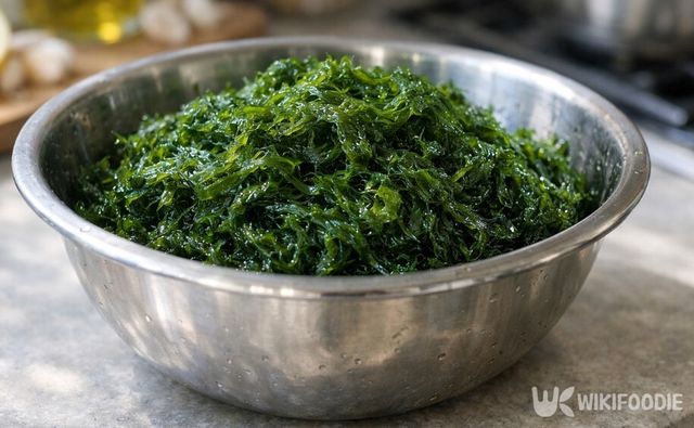 겨울 바다 향이 진하게 살아 있는 파래다. / 위키푸디