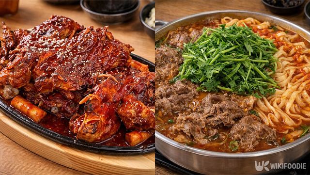 옥천뼈구이농민뜨끈이, 장원갑칼국수 자료 사진. / 위키푸디