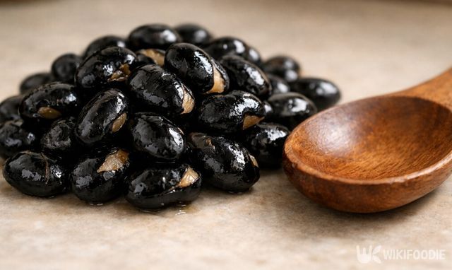 삶아낸 검은콩의 단단한 질감과 윤기가 단백질 식재료 특성을 보여준다. / 위키푸디