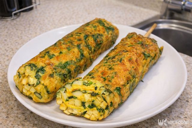 완성된 깻잎 어묵 핫바의 모습이다. / 위키푸디