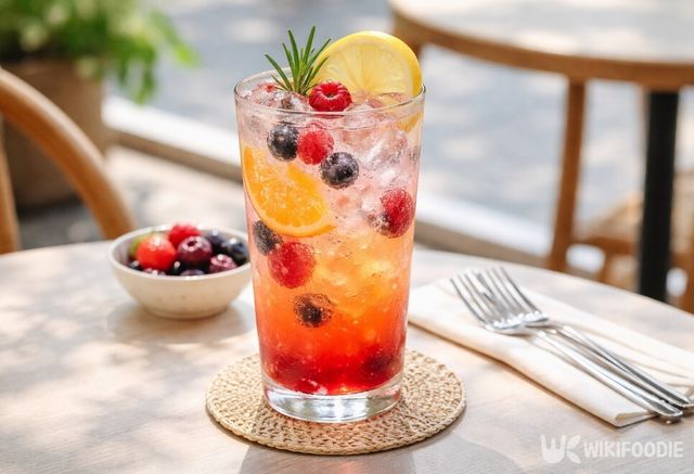 얼음과 과일이 담긴 달콤한 에이드 음료다. / 위키푸디