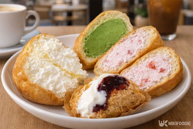 푸하하크림빵의 여러 종류의 크림빵 자료 사진. / 위키푸디